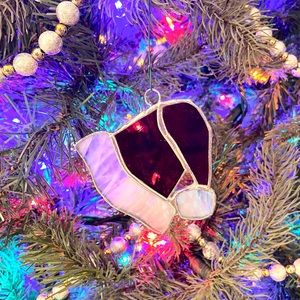 Stained Glass Santa Hat Ornament